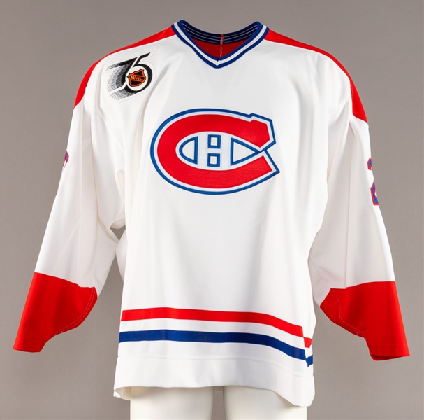 Benoit Brunets 1991-92 Montreal Canadiens Game-Issued Jersey with Team LOA - 75th Patch! 