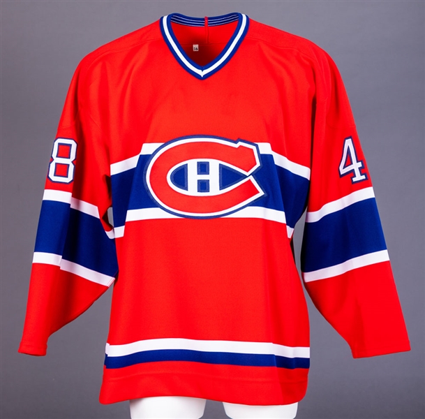 Francois Groleaus Mid-to-Late-1990s Montreal Canadiens Game-Issued Jersey with Team LOA