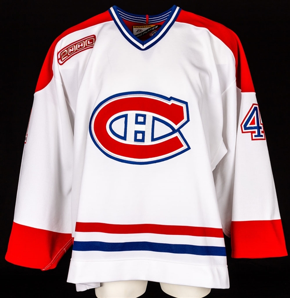 Evan Lindsays 1999-2000 Montreal Canadiens Game-Issued Training Camp/Pre-Season Jersey Obtained from Team with LOA (Goalie)