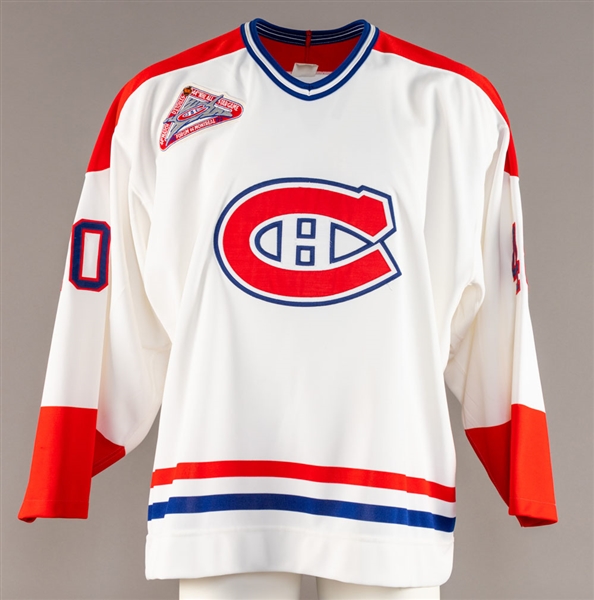 Andre Racicots 1992-93 Montreal Canadiens Game-Issued Jersey with Team LOA - All-Star Game Patch!