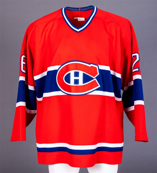 Yves Saraults Mid-1990s Montreal Canadiens Game-Worn Jersey with Team LOA - Team Repairs!