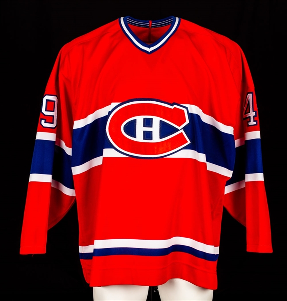 Brian Savages Mid-1990s Montreal Canadiens Game-Issued Jersey Obtained from Team with LOA 