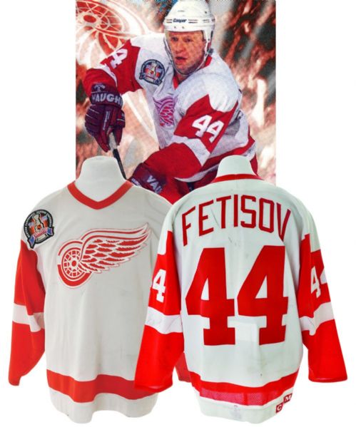 Viacheslav Fetisovs 1994-95 Detroit Red Wings Game-Worn Stanley Cup Finals Jersey with Team LOA - Nice Game Wear!