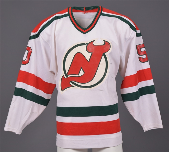 Chad Ericksons 1991-93 New Jersey Devils Game-Worn Pre-Season Jersey with LOA - Team Repairs!