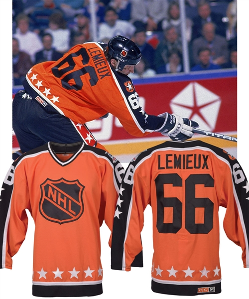 Mario Lemieuxs 1988 NHL All-Star Game "Wales Conference All-Stars" Warm-Up and Photo-Shoot Worn Jersey with Larry Robinson LOA