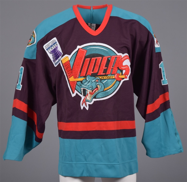 Jeff Reeses 1996-97 IHL Detroit Vipers Game-Worn Jersey - Defunct Team! - 1997 Turner Cup Patch!