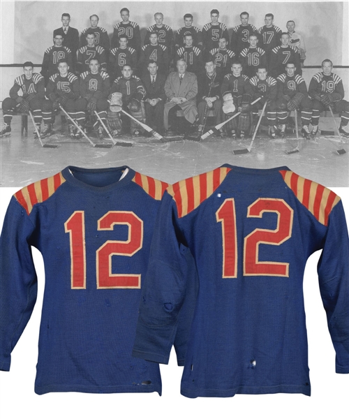Mid-1940s AHL Cleveland Barons Game-Worn Wool Jersey Attributed to Ed "Whitey" Prokop