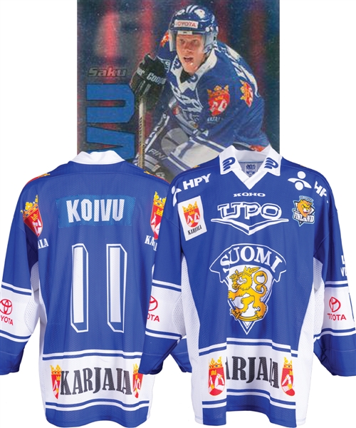 Saku Koivus 1999 IIHF World Championships Team Finland Game-Worn Pre-Tournament Jersey with LOA