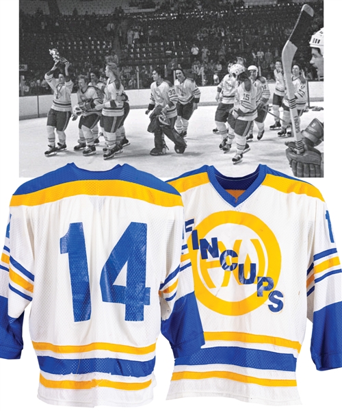 Mid-to-Late-1970s OHA Hamilton Fincups Game-Worn Jersey Attributed to Danny Poliziani with LOA