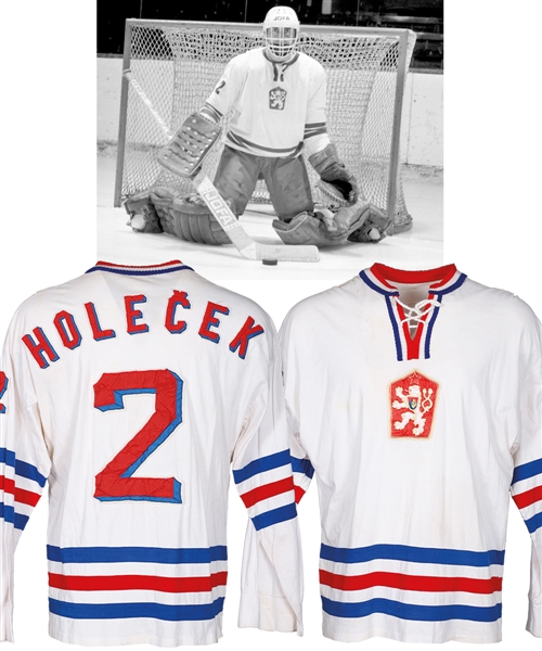 Jiri Holeceks Mid-1970s Team Czechoslovakia Game-Worn Jersey Attributed to Have Been Worn at the 1976 Canada Cup