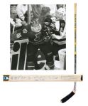 Brett Hulls 1996-97 St. Louis Blues "493rd Goal" Easton Game-Used Stick <br>- Scored Game-Winning Goal!