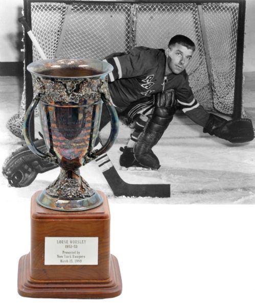 Lorne "Gump" Worsley 1952-53 New York Rangers Calder Memorial Trophy (13”)