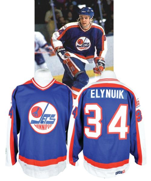 Pat Elynuiks 1987-88 Winnipeg Jets Game-Worn Rookie Season Jersey with "Goals for Kids" Patch