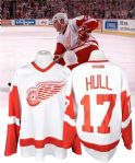 Brett Hulls 2001-02 Detroit Red Wings Game-Worn Jersey - Team Repairs! <br>- Photo-Matched!