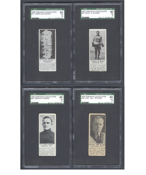 1925 Dominion Chocolate Athletic Stars SGC-Graded Hockey Card (with Tabs) Collection of 12