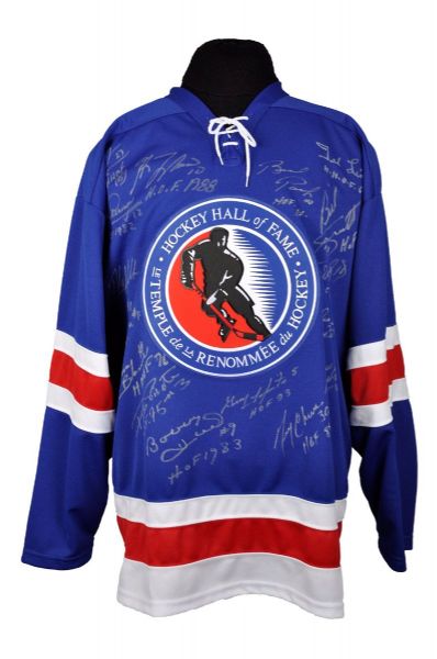 Hockey Hall of Fame Jersey Signed by 16 HOFers with Beliveau, Lafleur and Henri Richard