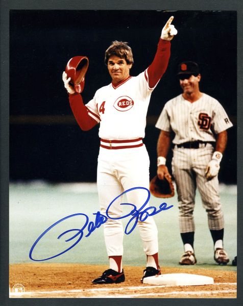 Pete Rose Signed 4,192 Career Hit Photo Plus 4,192 Career Hit Ticket Stub