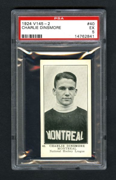 1924-25 William Patterson V145-2 Hockey Card #40 Charlie "Dinny" Dinsmore RC - Graded PSA 5