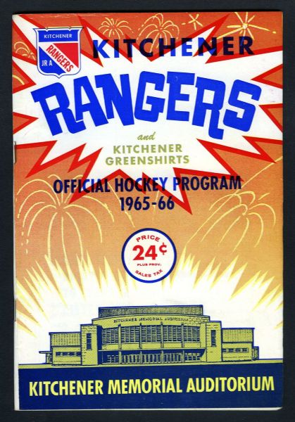 1965-66 Kitchener Rangers vs Oshawa Generals Program with Bobby Orr