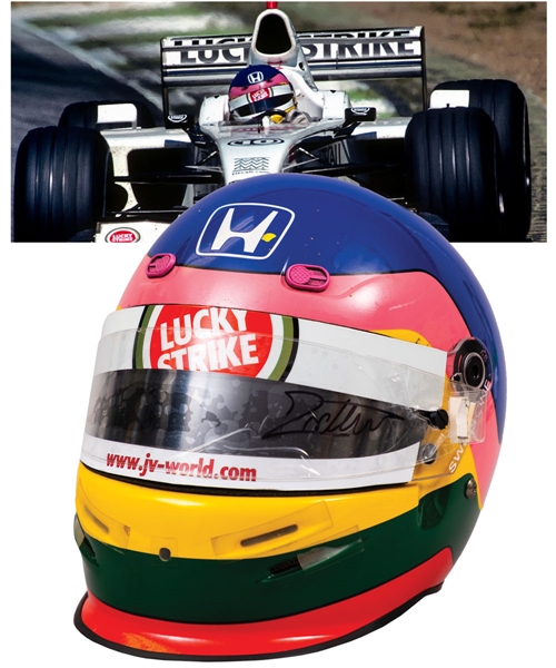 Jacques Villeneuves 2001 Lucky Strike BAR Honda F1 Team Bell Race-Worn Helmet with His Signed LOA – Italian Grand Prix!