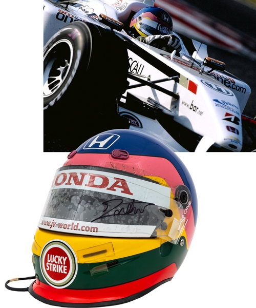 Jacques Villeneuve’s 2002 Lucky Strike BAR Honda F1 Team Bell Race-Worn Helmet with His Signed LOA - United States Grand Prix - Japanese Grand Prix