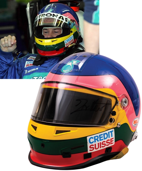 Jacques Villeneuve’s 2005 Credit Suisse Sauber Petronas F1 Team Bell Race-Worn Helmet with His Signed LOA – Worn in 3 Grand Prix! – Photo-Matched!