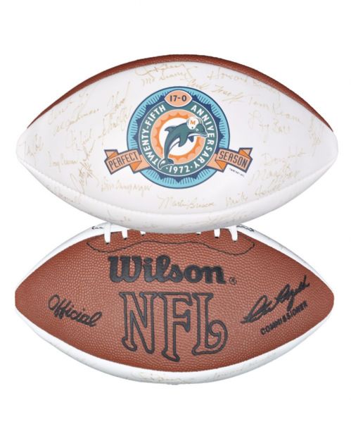 Miami Dolphins 1972 "17-0 Season 25th Anniversary" Team-Signed Football by 50 with JSA LOA