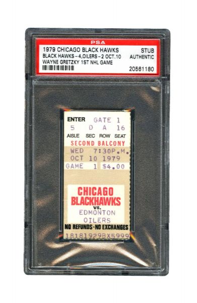 October 10th 1979 Wayne Gretzkys First NHL Game Ticket Stub - PSA/DNA