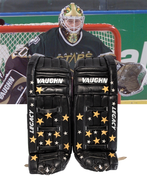 Ed Belfours 2001-02 Dallas Stars Vaughn Legacy Game-Worn Pads from His Personal Collection with His Signed LOA