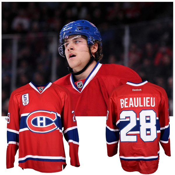 Nathan Beaulieus 2014-15 Montreal Canadiens "Guy Lapointe Night" Game-Worn Jersey with Team LOA