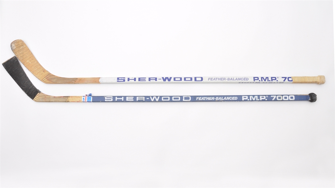 John Kordics 1980s Sherbrooke and Montreal Canadiens Sher-Wood Game-Used Sticks (2) with LOAs