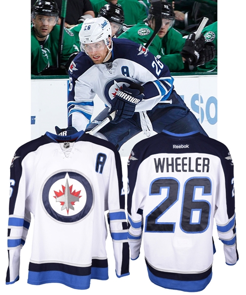 Blake Wheelers 2013-14 Winnipeg Jets Game-Worn Alternate Captains Jersey with Team LOA - Photo-Matched!