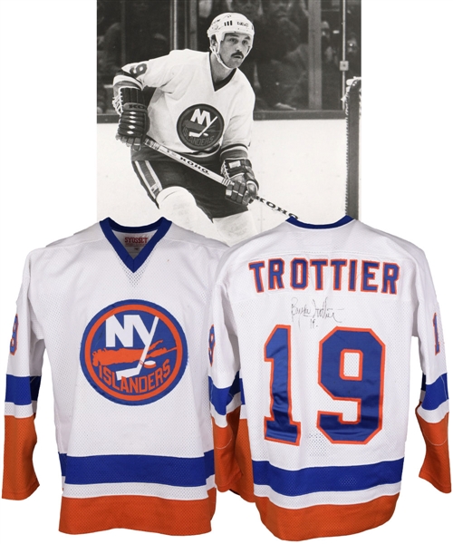 Bryan Trottiers 1983-84 New York Islanders Signed Game-Worn Jersey with LOA