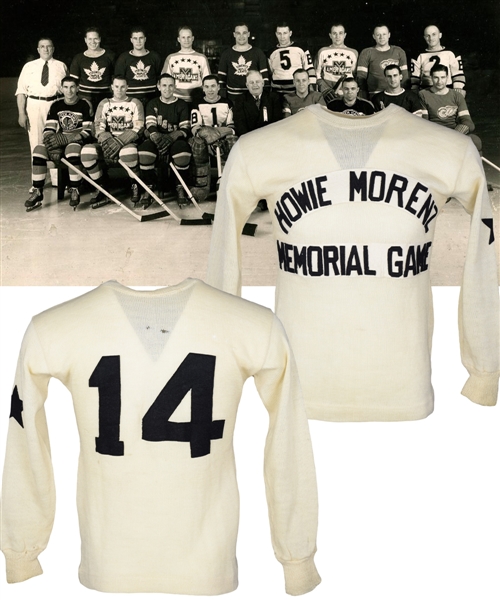 Mush Marchs 1937 "Howie Morenz Memorial Game" NHL All-Stars Game-Worn Wool Jersey with LOA from Family