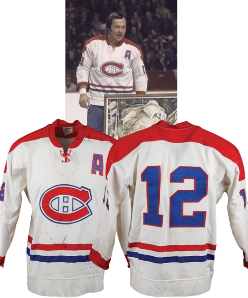 Yvan Cournoyers 1973 Montreal Canadiens Game-Worn Alternate Captains Jersey with LOA - Team Repairs! - Photo-Matched!