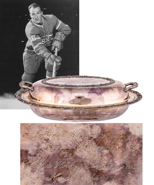 Henri Richards 1960-61 Montreal Canadiens NHL League Championship Covered Entree Dish from His Personal Collection with LOA