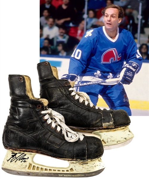 Guy Lafleurs 1989-90 Quebec Nordiques Signed Bauer Game-Used Skates - Photo-Matched!