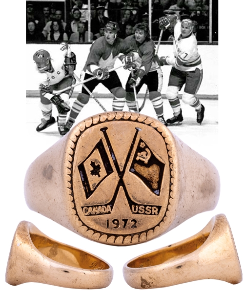 Scarce 1972 Canada-Russia Series "Player of the Game" 14K Gold Ring Presented to Alan Eagleson from His Personal Collection with His Signed LOA