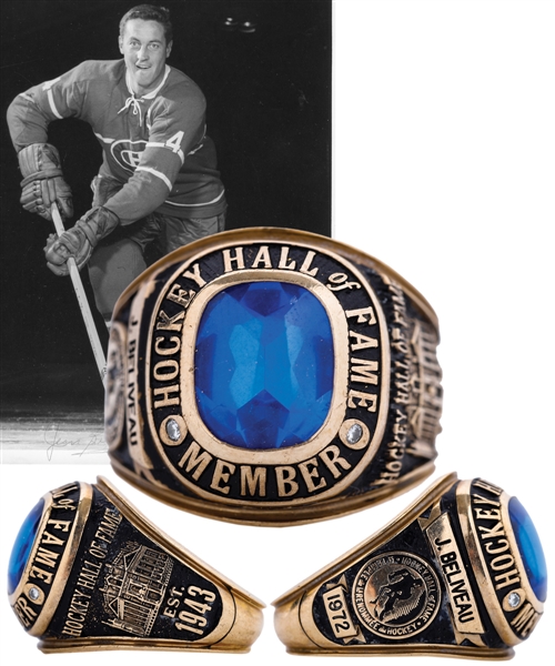 Jean Beliveaus Hockey Hall of Fame Induction 10K Gold and Diamond Ring from His Personal Collection with Family LOA