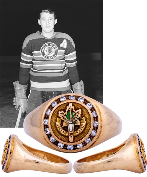 Bill Gadsbys Hockey Hall of Fame Induction 14K Gold and Diamond Ring from His Personal Collection with LOA