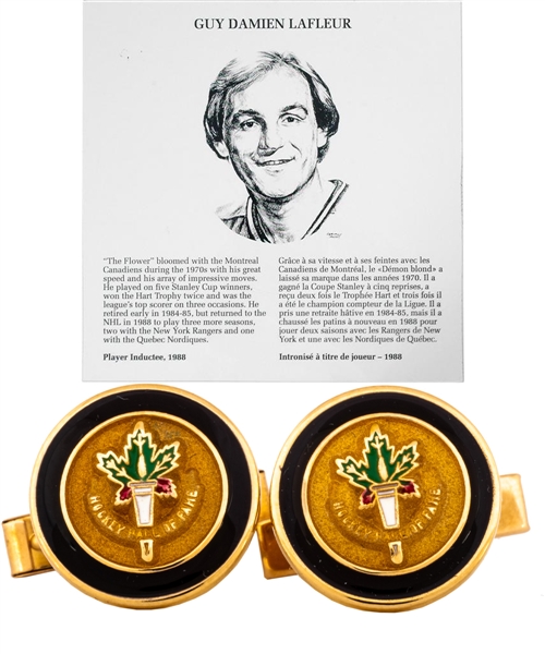 Guy Lafleurs Hockey Hall of Fame Induction 14K Gold Cuff Links with LOA