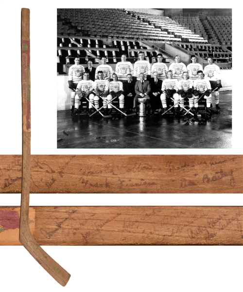 Toronto Maple Leafs 1931-32 Stanley Cup Champions Team-Signed Stick by 18 with LOA - 8 Deceased HOFers!