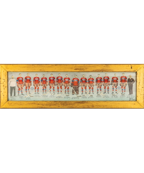 Montreal Canadiens 1930-31 "Frontenac Beer" Framed Advertising Team Photo (10” x 32 ¾”)