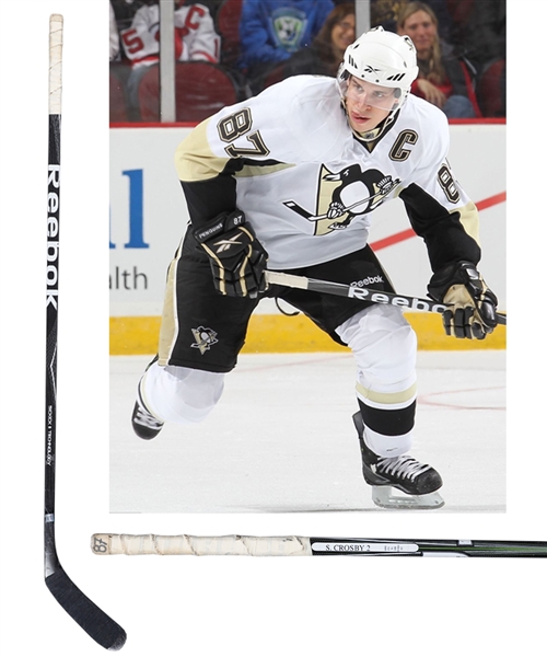 Sidney Crosbys March 12th 2010 Pittsburgh Penguins Reebok Game-Used Stick with LOA - Maurice "Rocket" Richard Trophy Season! - Photo-Matched!