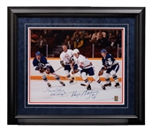 Wayne Gretzky and Gordie Howe Dual-Signed WHA All-Star Game Limited-Edition Framed Photo #1/99 from WGA (25 ½” x 29 ½”)