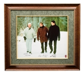 Gordie Howe, Wayne Gretzky and Mario Lemieux Triple-Signed "Pond of Dreams" Limited-Edition Framed Print on Canvas #3/199 with WGA COA (31 ½” x 35 ½”)