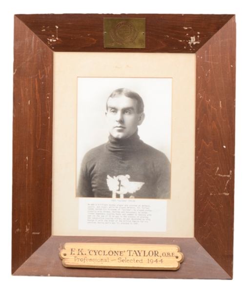 Fred "Cyclone" Taylor International Hockey Hall of Fame Display Plaque and Framed Roll of Honour Display
