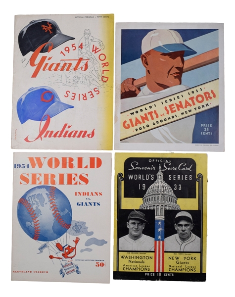 1933 and 1954 World Series Programs (4) (New York, Washington and Cleveland) - New York Giants vs Senators/Indians