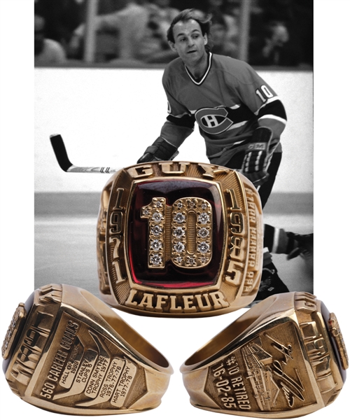 Spectacular Guy Lafleur 10K Gold and Diamond Career Tribute Ring with His Signed LOA