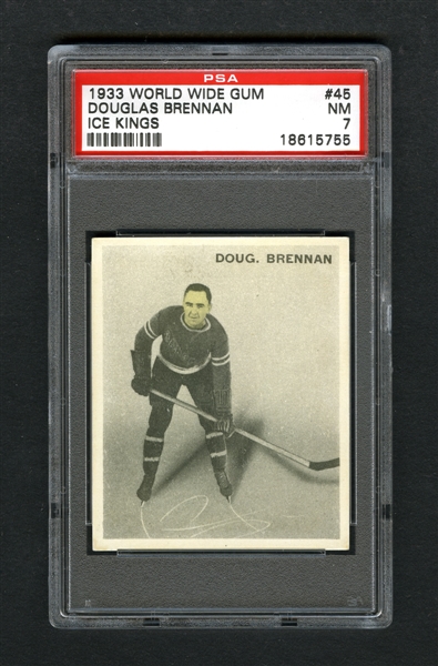 1933-34 World Wide Gum Ice Kings #45 Doug Brennan RC - Graded PSA 7